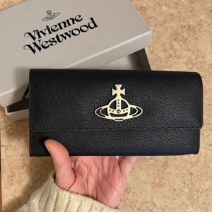 Vivienne Westwood Black Wallet with Gold Logo